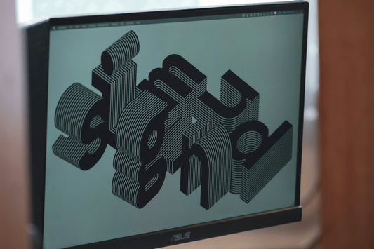 Computer screen showing 3D graphic design after using software to convert any image to vector