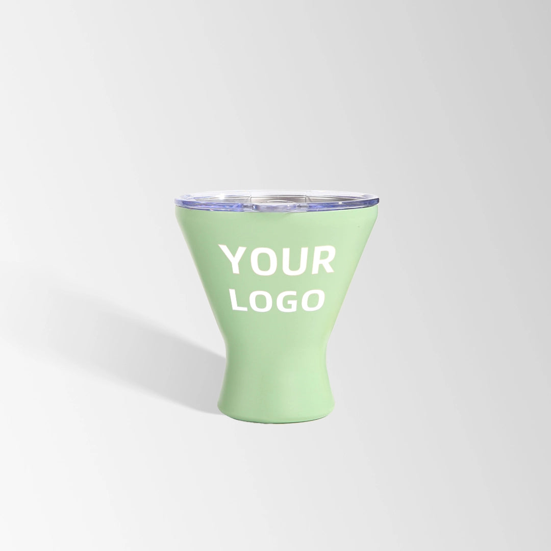 Light green martini tumbler custom logo