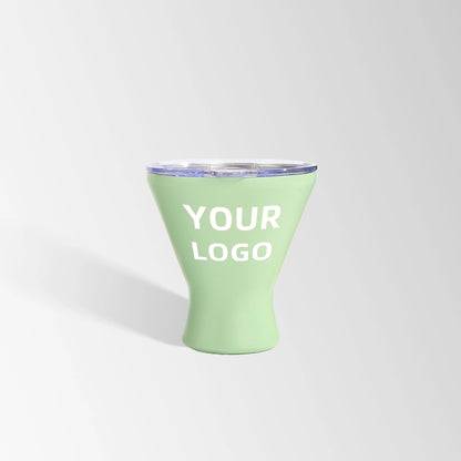 Light green martini tumbler custom logo