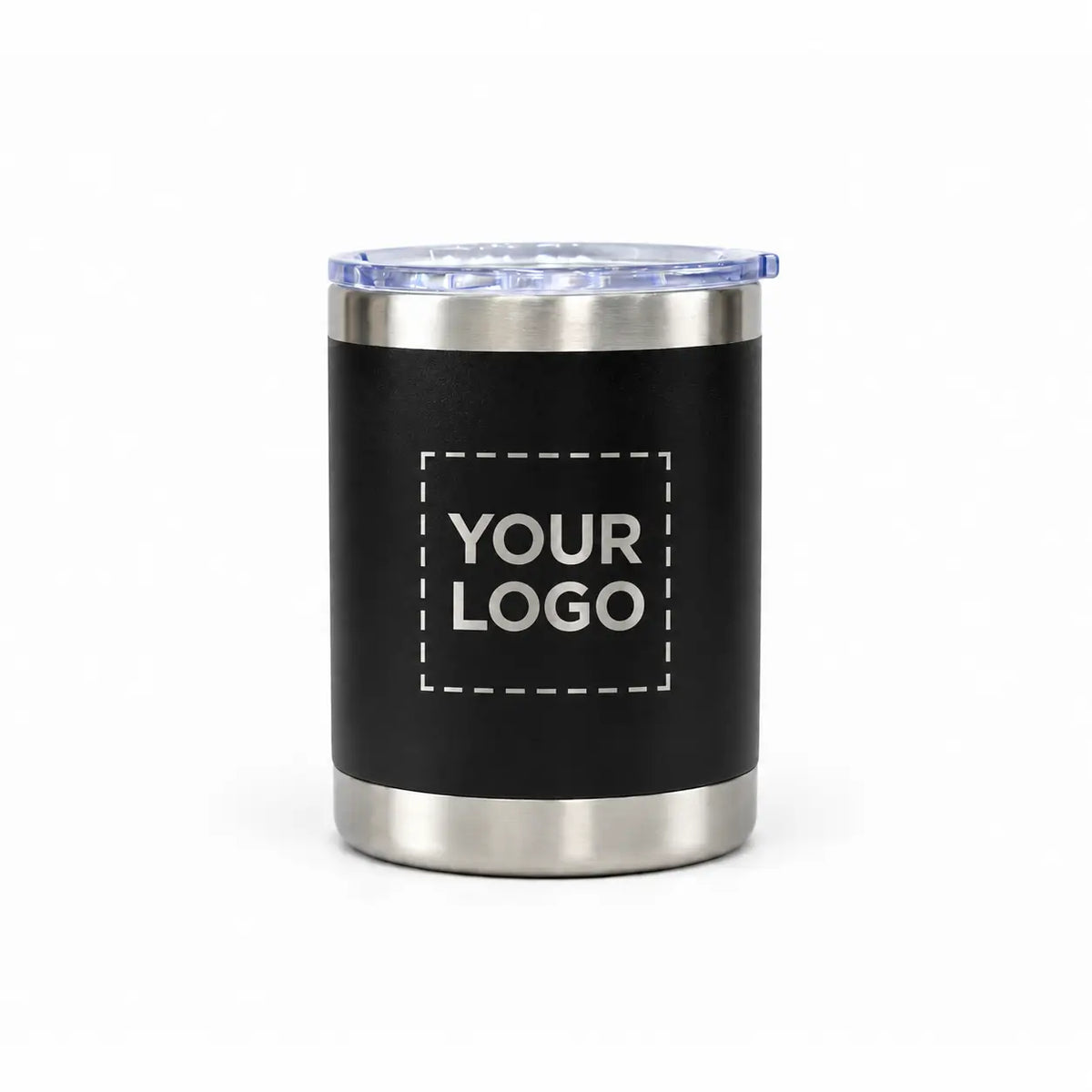 10 oz custom black stainless steel lowball tumbler