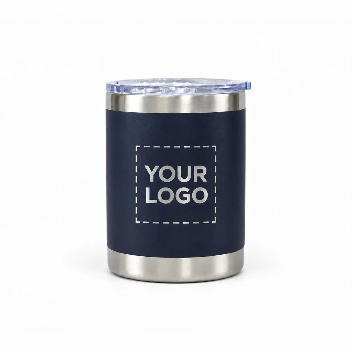 10 oz custom navy stainless steel lowball tumbler