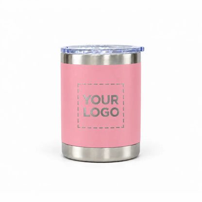 10 oz custom pink stainless steel lowball tumbler