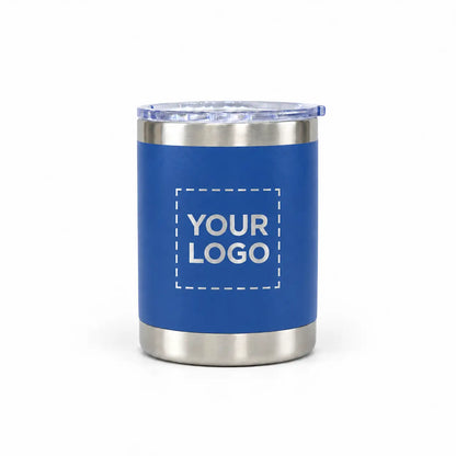 10 oz custom royal blue stainless steel lowball tumbler