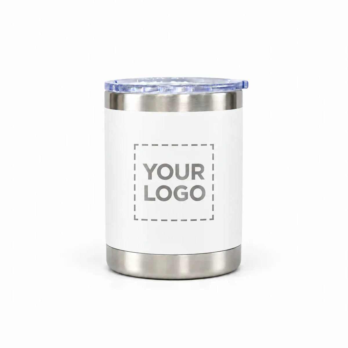 10 oz custom white stainless steel lowball tumbler