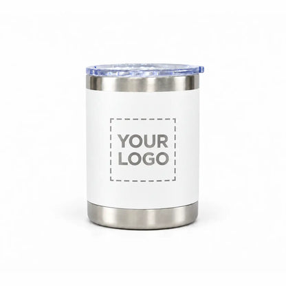 10 oz custom white stainless steel lowball tumbler
