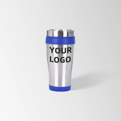 Royal blue insulated travel tumbler custom logo