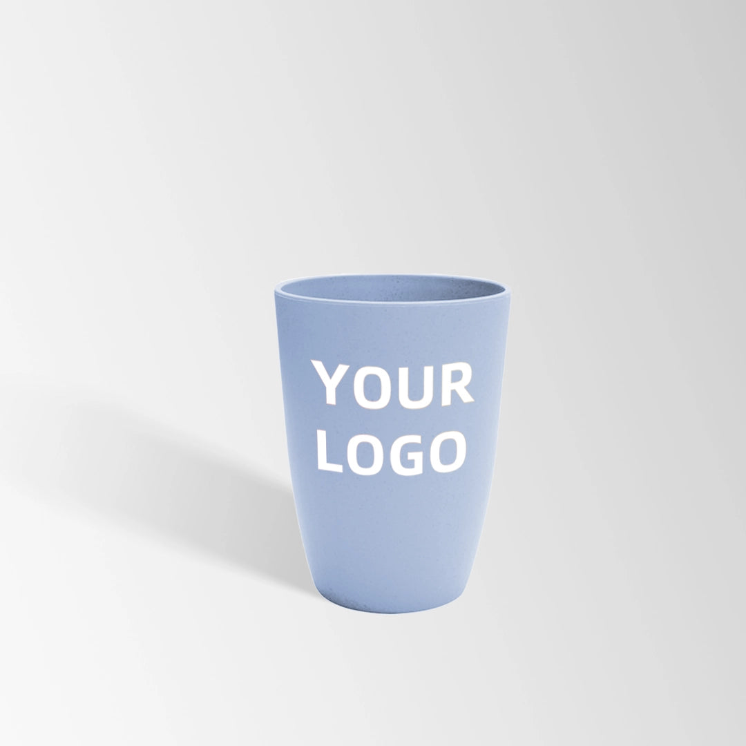 light blue wheat straw reusable plastic cup