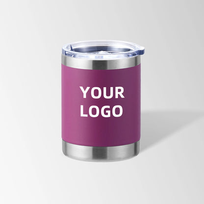 Magenta travel coffee tumbler custom logo