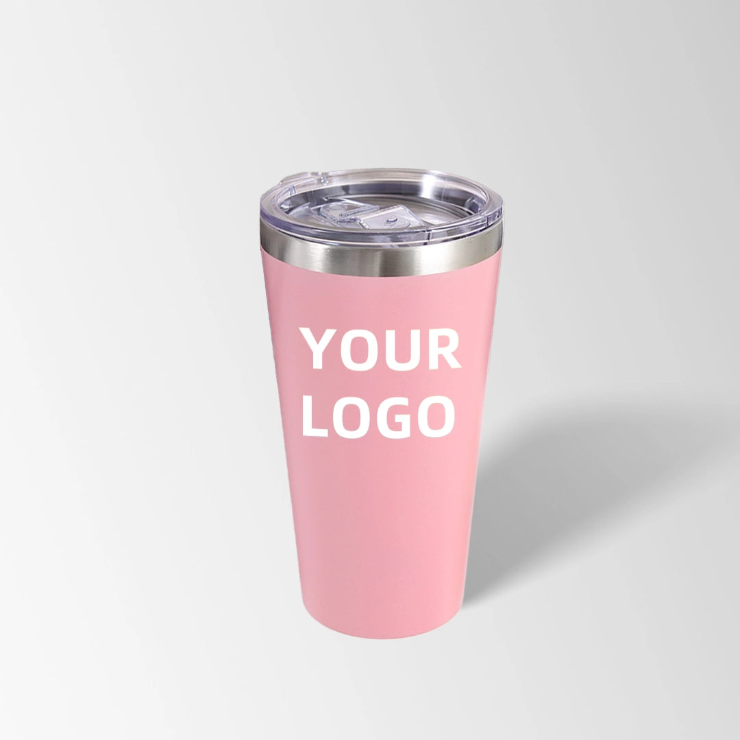 Pink double wall tumbler custom logo