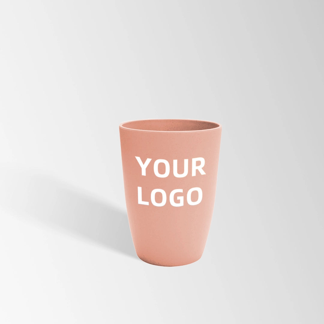 pink wheat straw reusable plastic cup custom logo