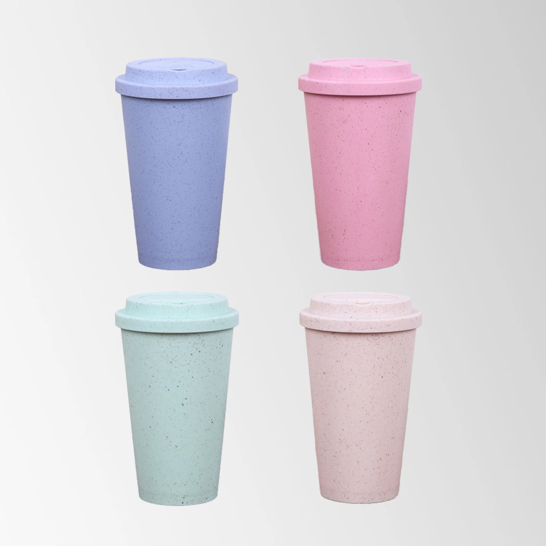 multi color wheat straw travel cups collection