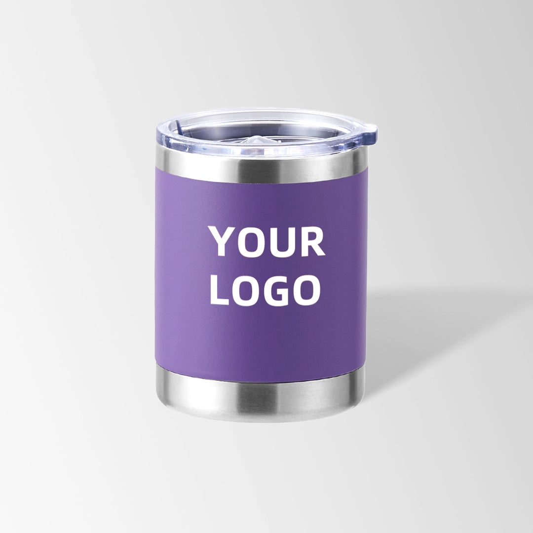 Purple travel coffee tumbler custom logo