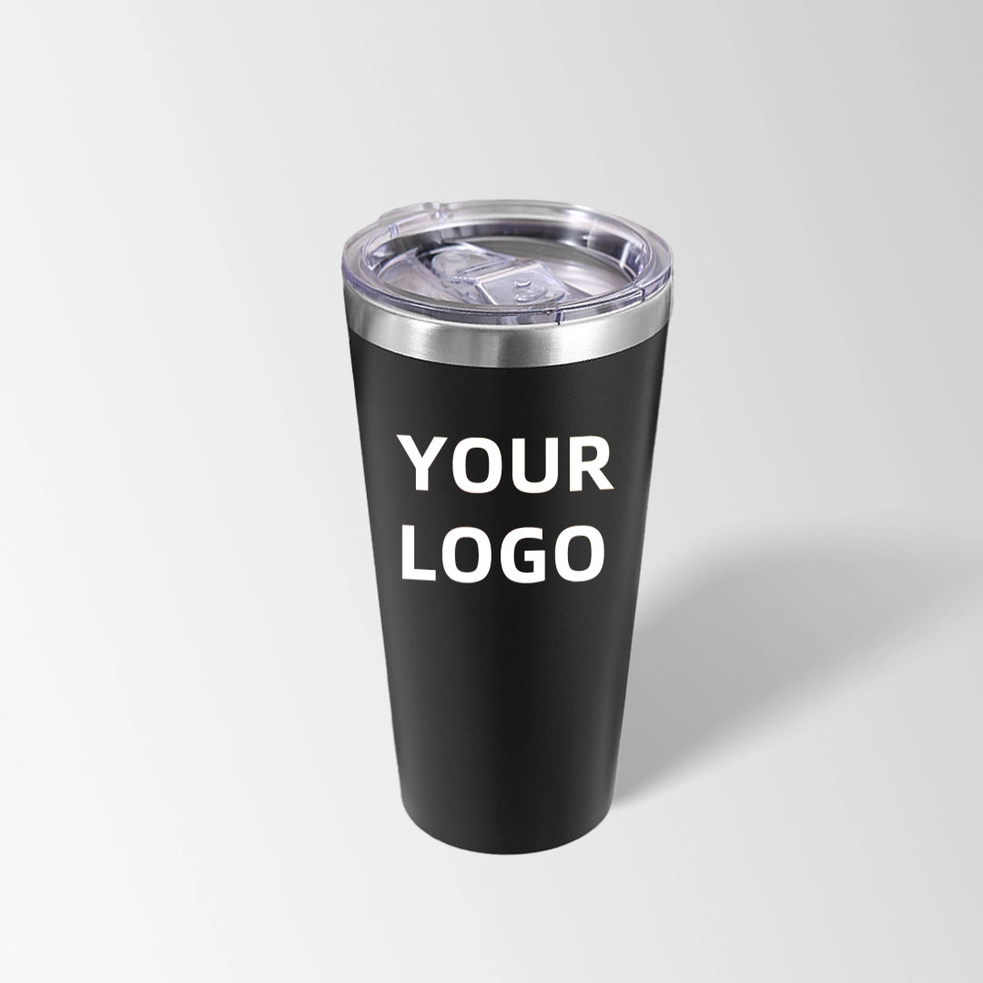 Black double wall tumbler custom logo