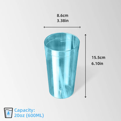 SAN plastic textured tumbler size and dimensions view