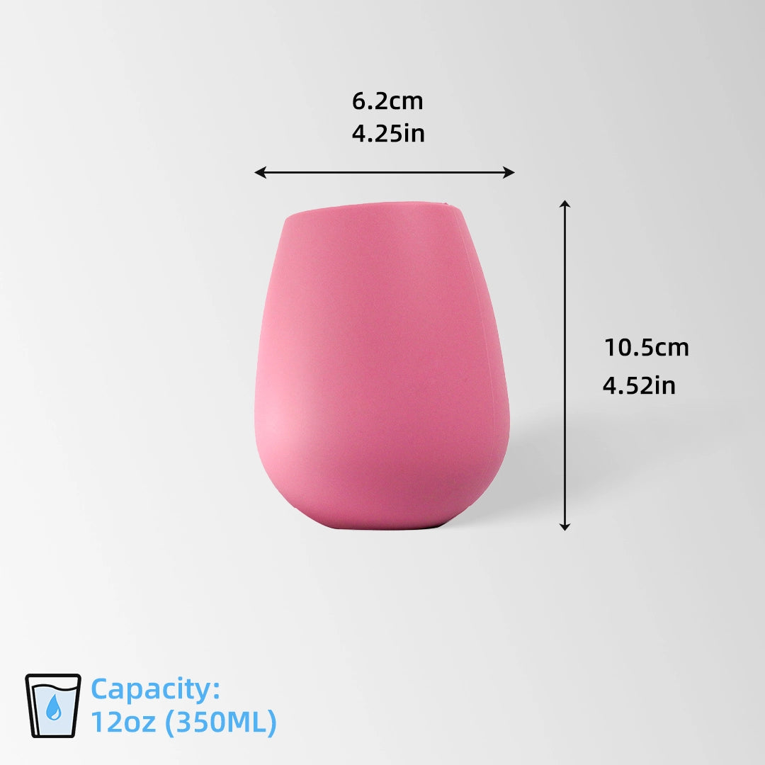 silicone stemless wine tumbler size and dimensions view