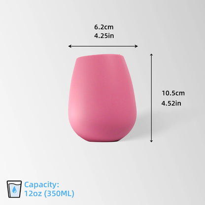 silicone stemless wine tumbler size and dimensions view