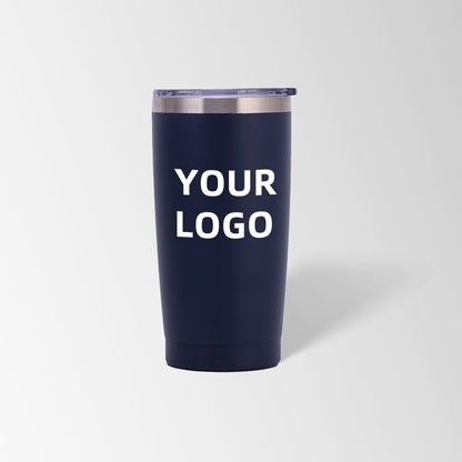 Navy blue vacuum insulated tumbler custom logo