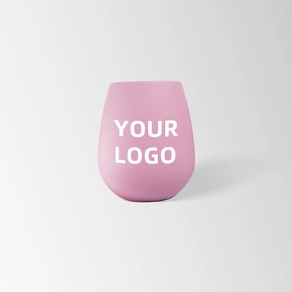 Blush pink silicone stemless wine tumbler custom logo