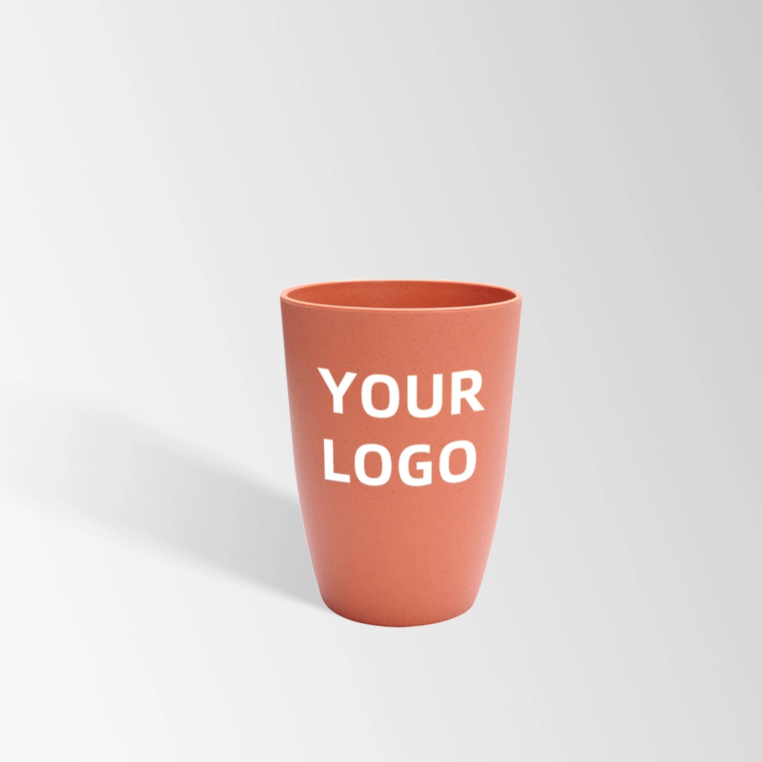 orange wheat straw reusable plastic cup custom logo