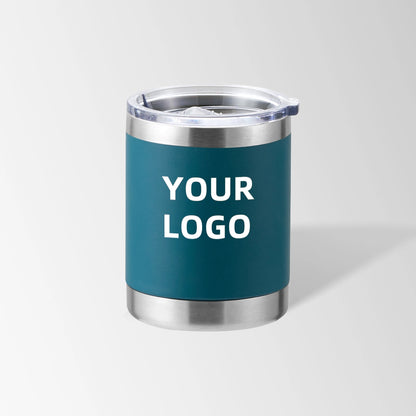 Peacock blue travel coffee tumbler custom logo