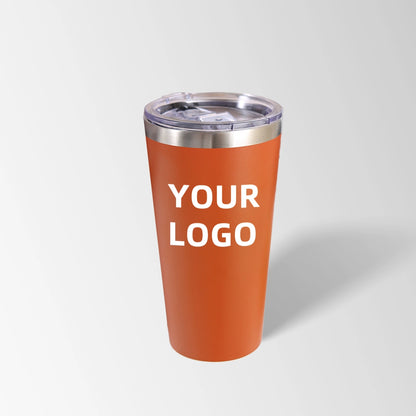 Orange double wall tumbler custom logo