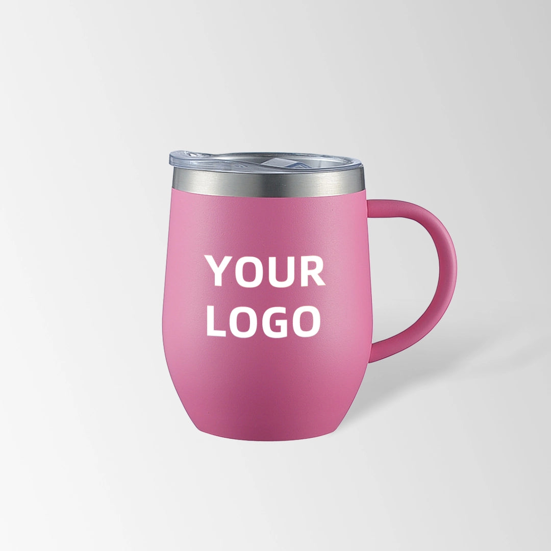 Rose red insulated coffee mug with handle custom logo