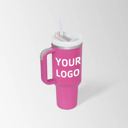 Barbie pink insulated tumbler with handle custom logo