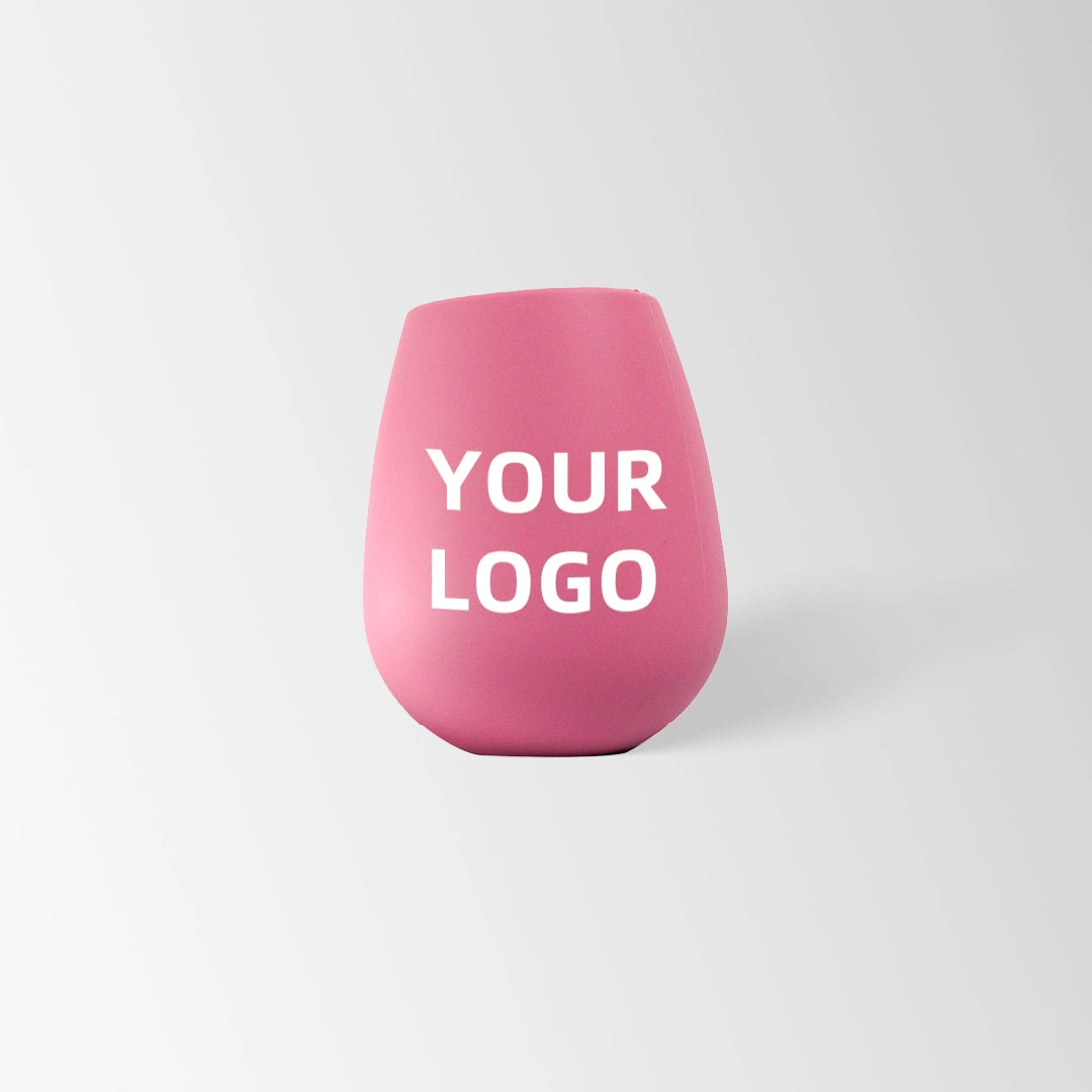 Hot pink silicone stemless wine tumbler custom logo