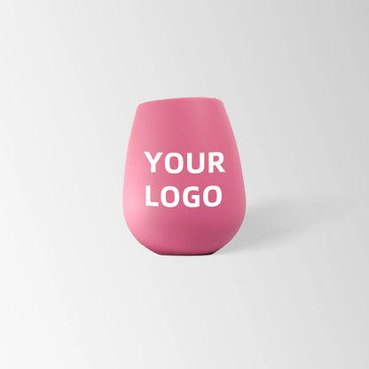 Hot pink silicone stemless wine tumbler custom logo