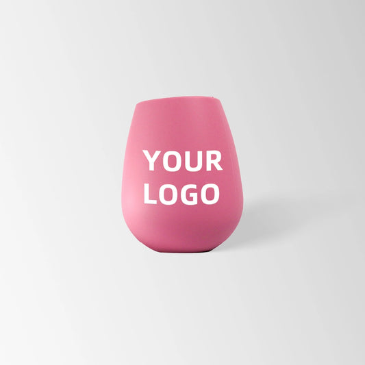 Hot pink silicone stemless wine tumbler custom logo