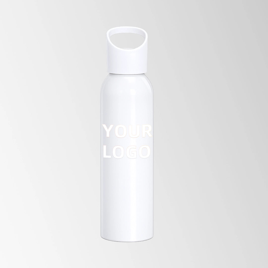 17 oz. White Aluminum Water Bottle with Carry Lid