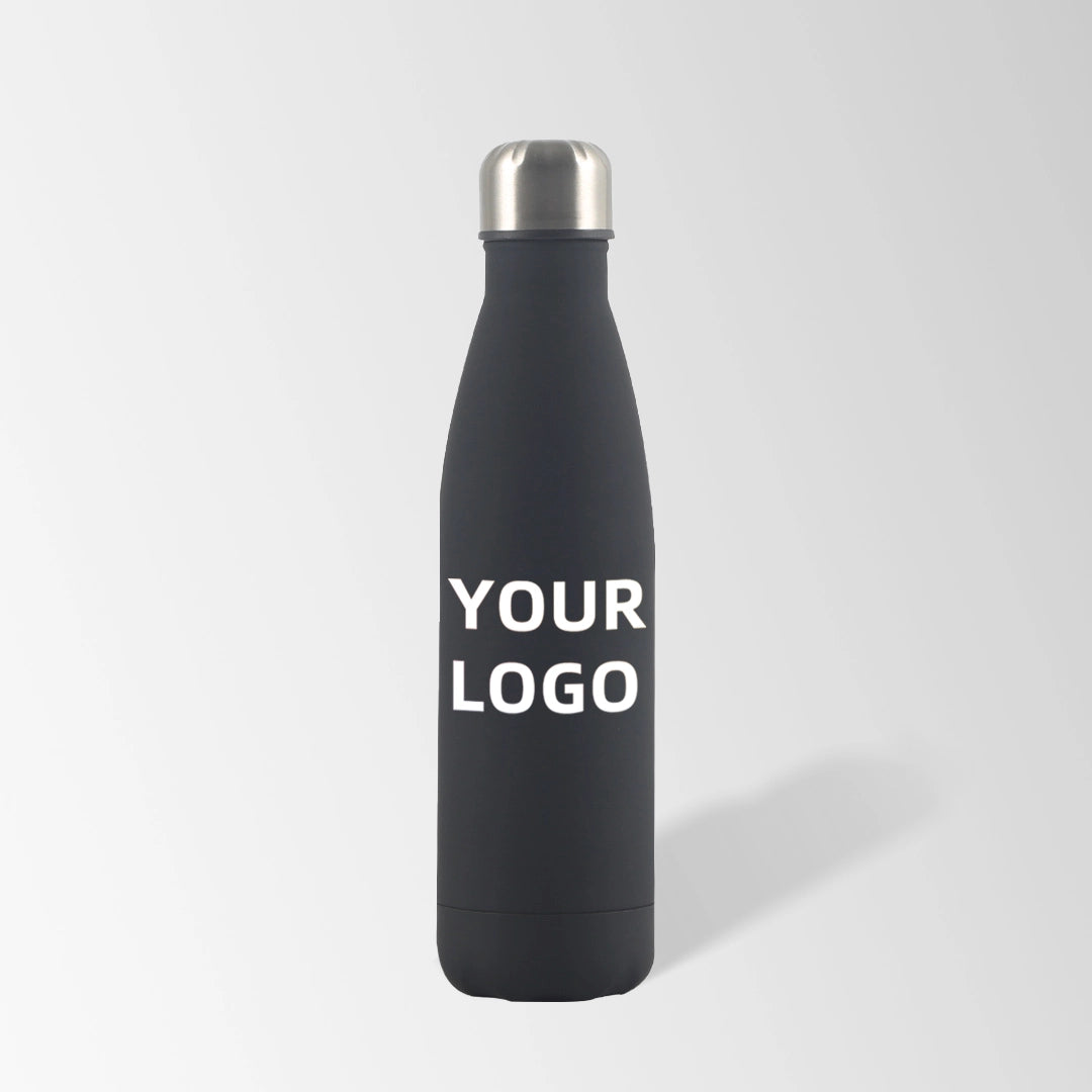 17 oz. black cola-shaped stainless steel water bottle