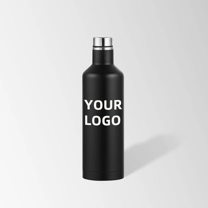17 oz. black wine-shaped stainless steel water bottle