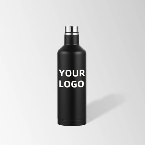 17 oz. black wine-shaped stainless steel water bottle