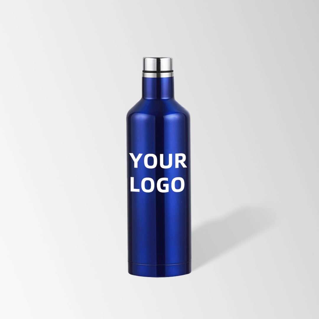 17 oz. blue wine-shaped stainless steel water bottle