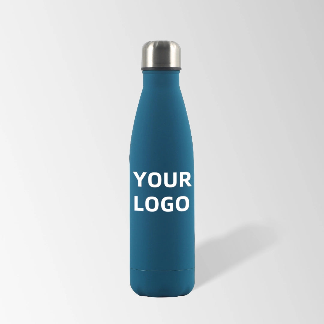 17 oz. deep sea blue cola-shaped stainless steel water bottle
