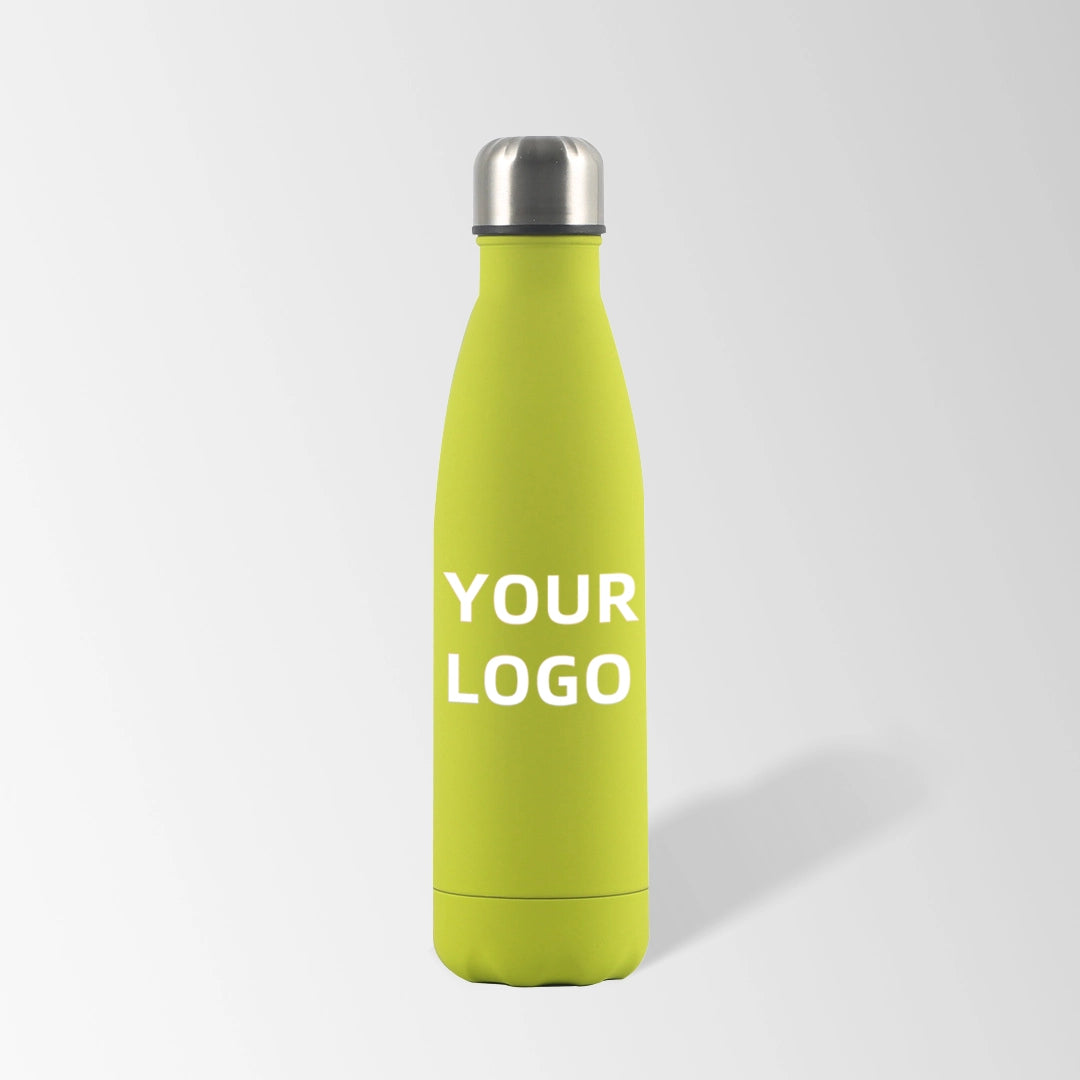 17 oz. grass green cola-shaped stainless steel water bottle