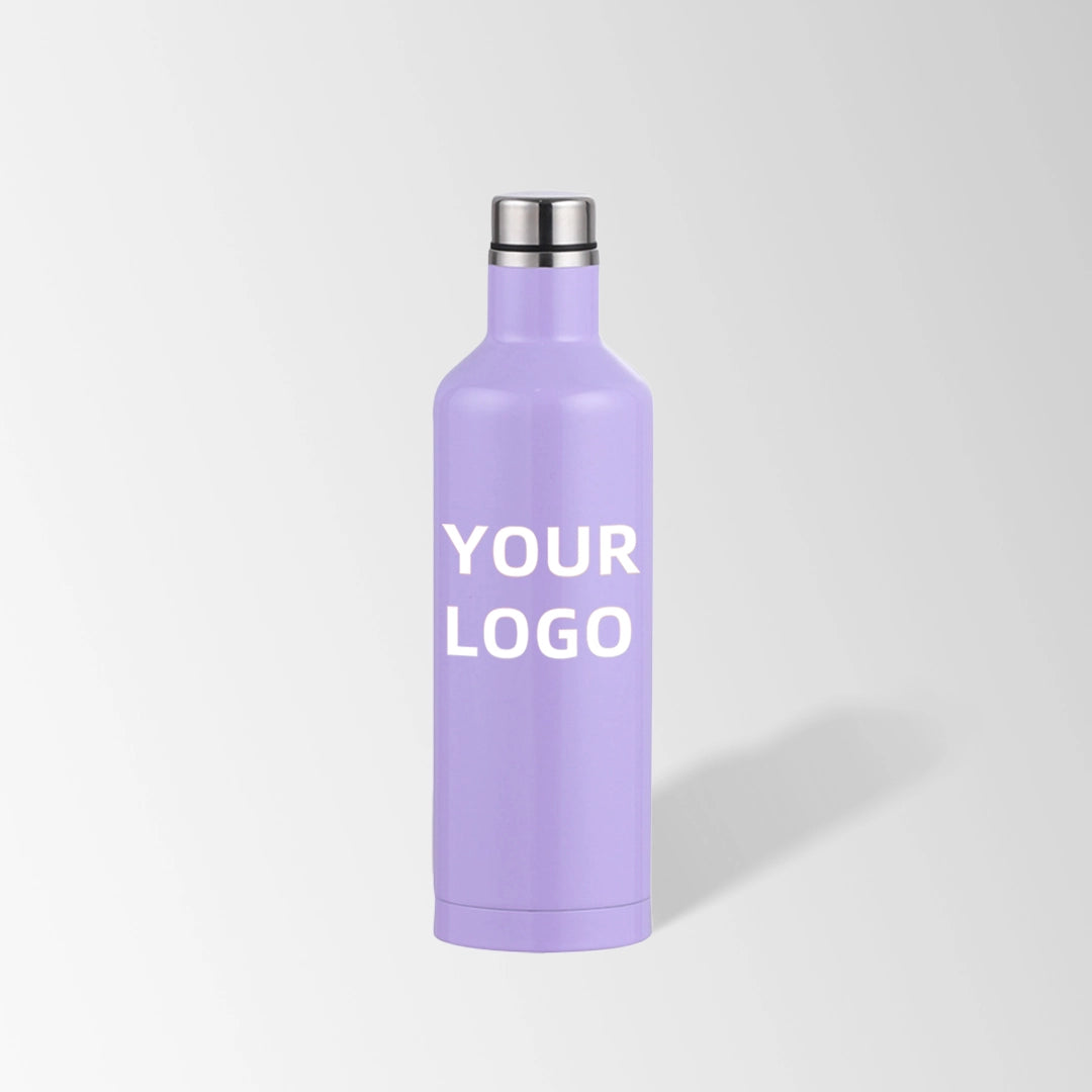 17 oz. light purple wine-shaped stainless steel water bottle