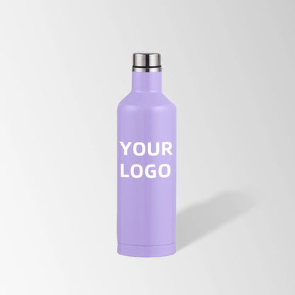 17 oz. light purple wine-shaped stainless steel water bottle