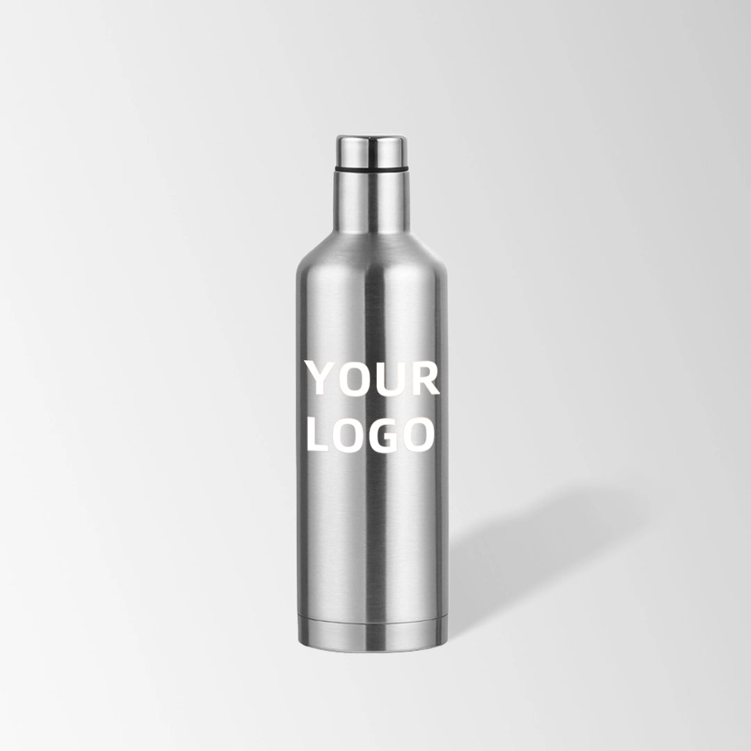 17 oz. natural stainless steel wine-shaped water bottle