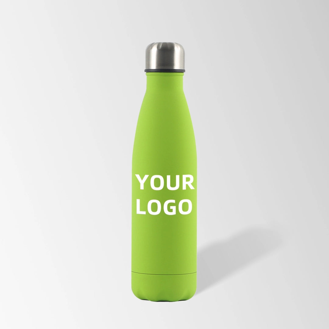 17 oz. olive green cola-shaped stainless steel water bottle