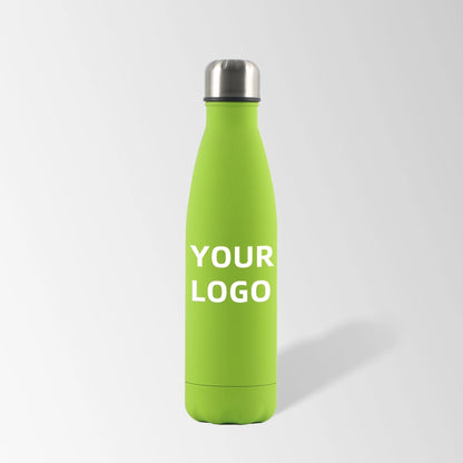 17 oz. olive green cola-shaped stainless steel water bottle