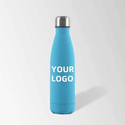 17 oz. peacock blue cola-shaped stainless steel water bottle