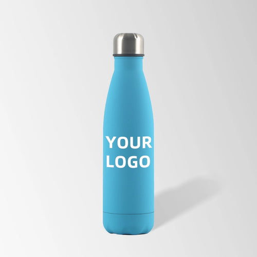 17 oz. peacock blue cola-shaped stainless steel water bottle