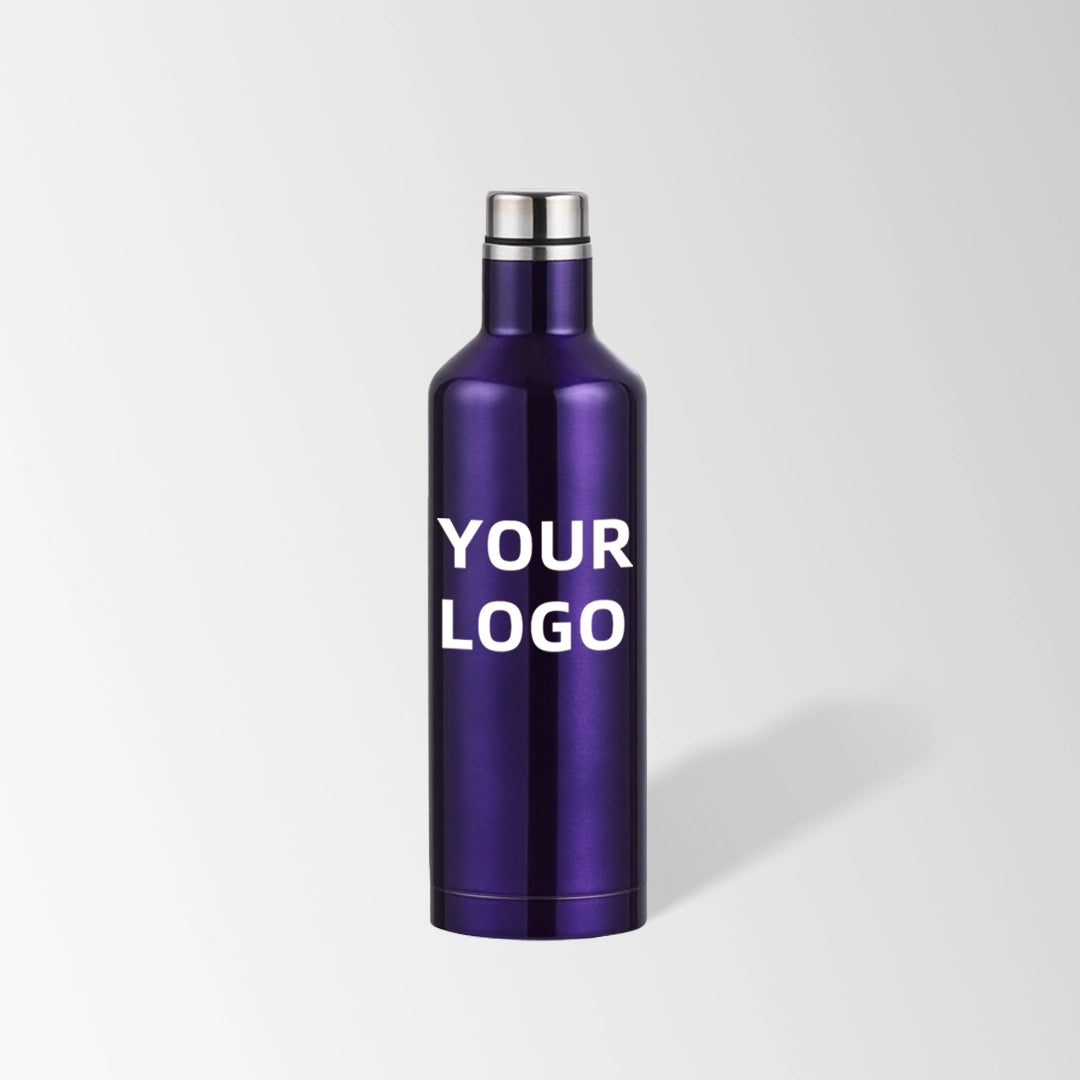 17 oz. purple wine-shaped stainless steel water bottle