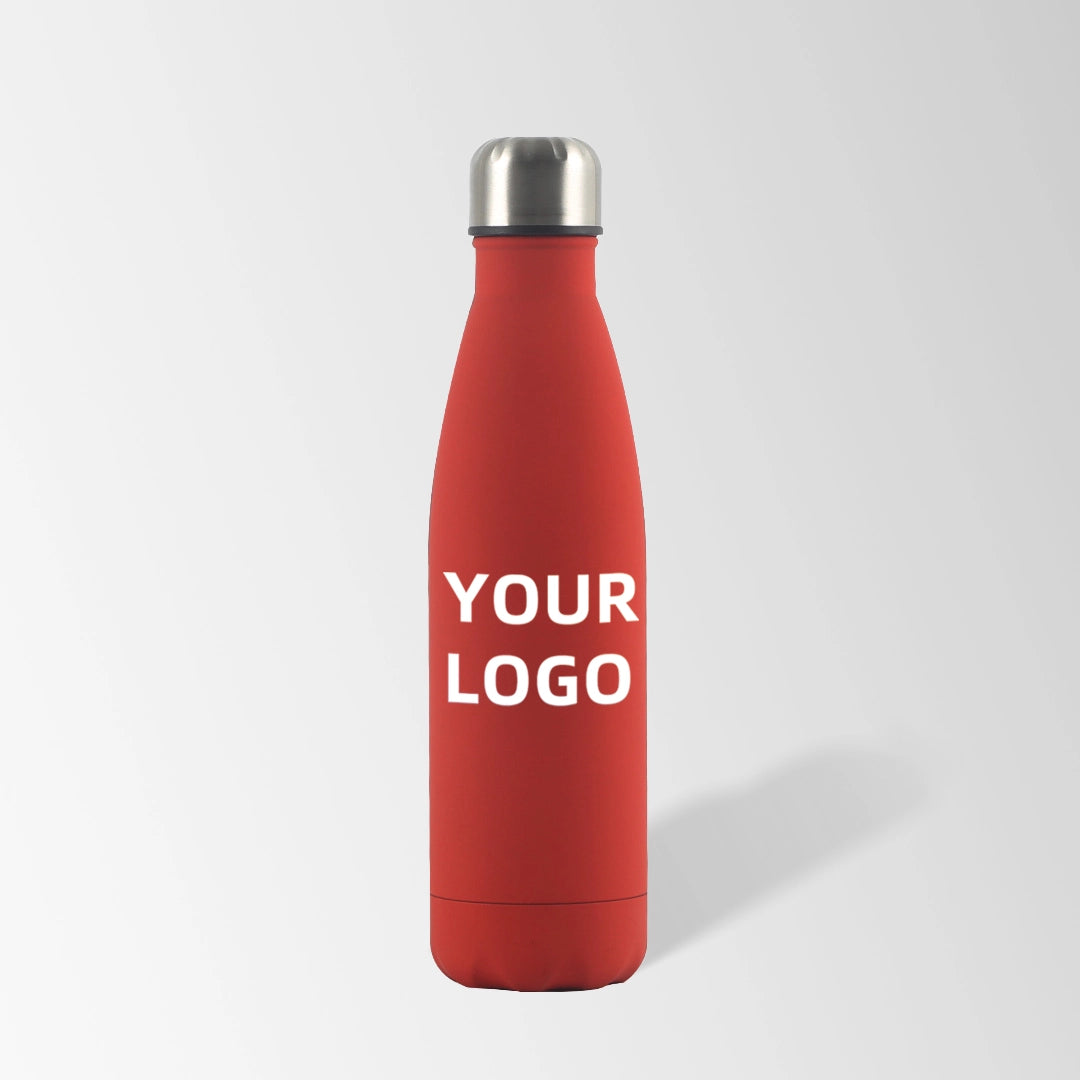 17 oz. red cola-shaped stainless steel water bottle