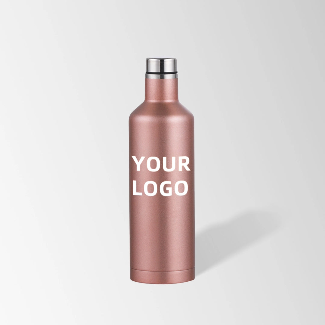 17 oz. rose gold wine-shaped stainless steel water bottle