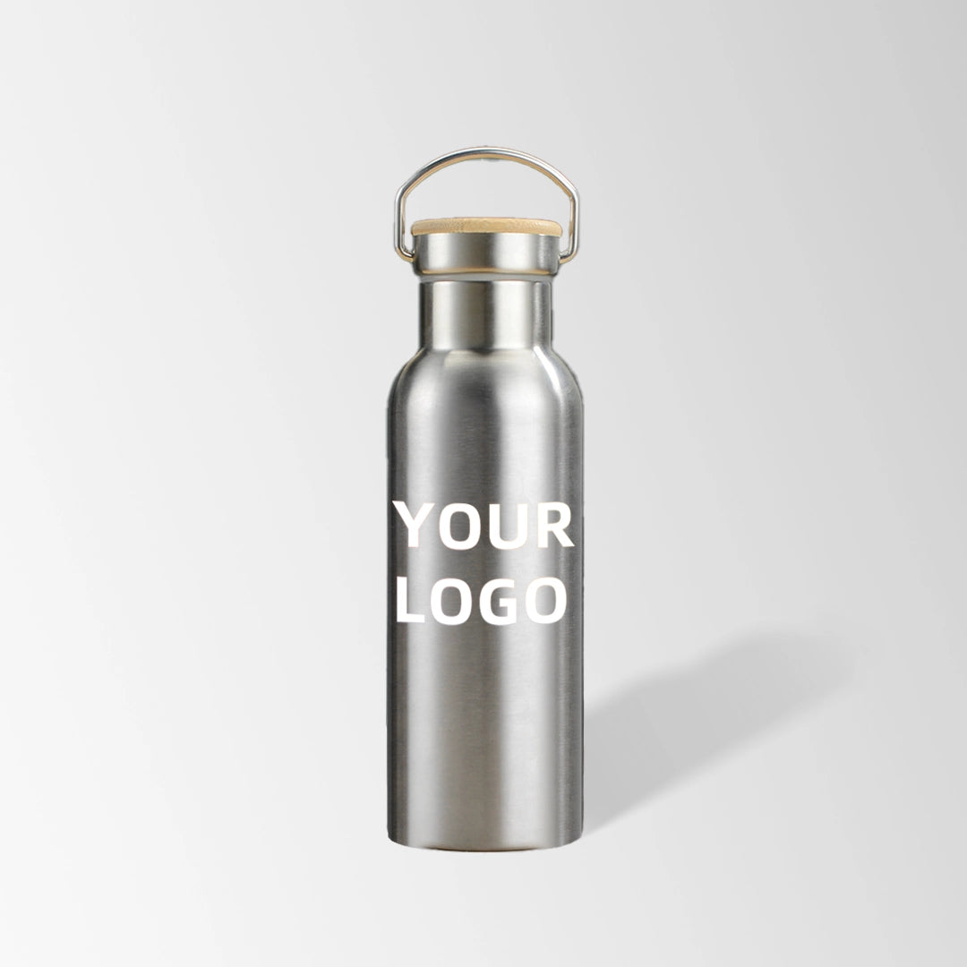 17 oz. stainless steel water bottle with bamboo lid