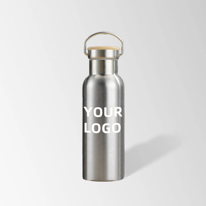 17 oz. stainless steel water bottle with bamboo lid