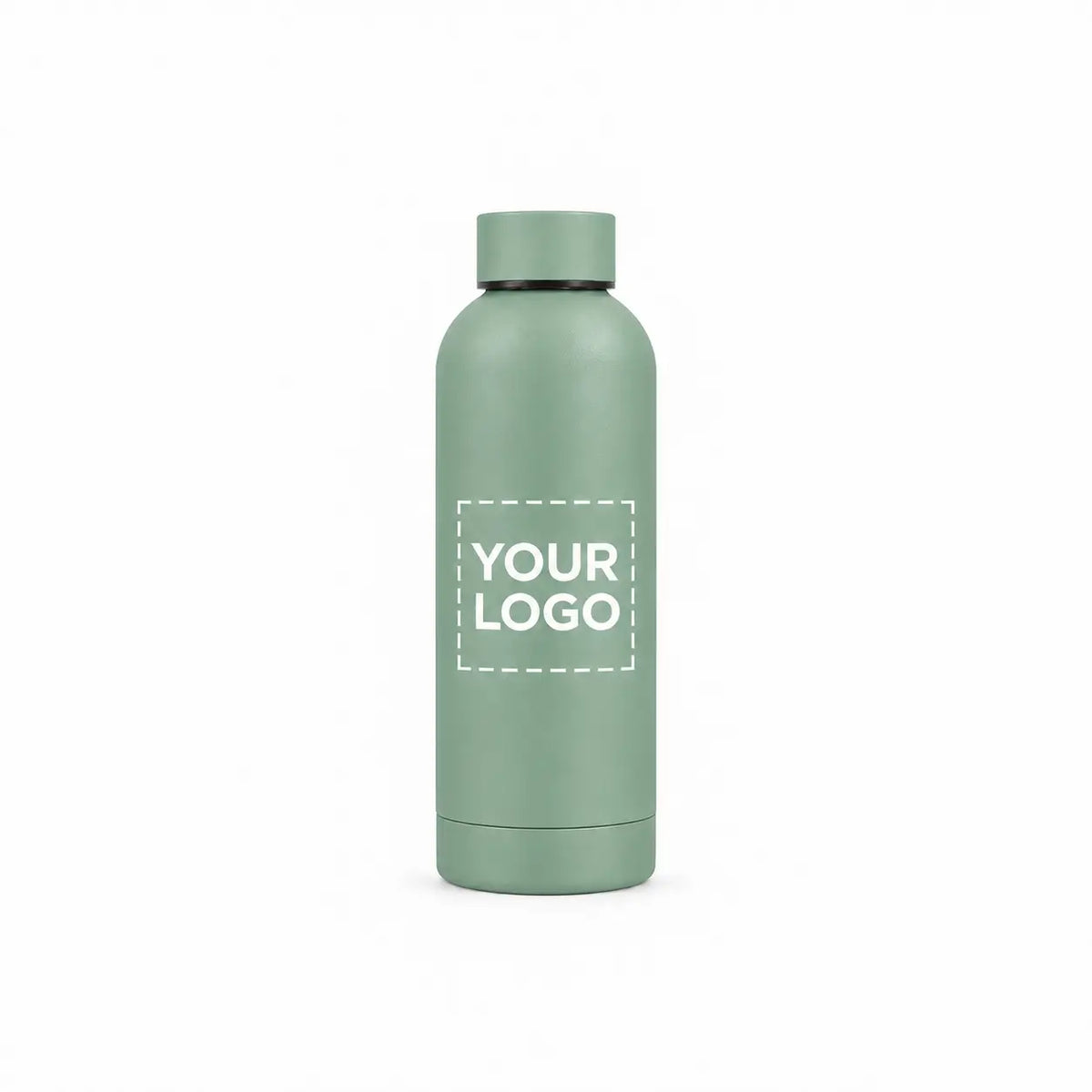 17oz light green matte stainless steel bottle, custom Grand Oak Library logo